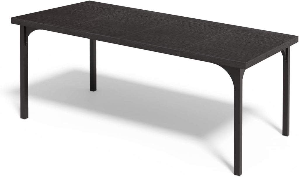 VINGLI Large Dining Table for 8, 70.8in Long Kitchen Table, Rectangular Dinner Table for Dining Room, Farmhouse Wood Kitchen Table for Family Home Office, Black