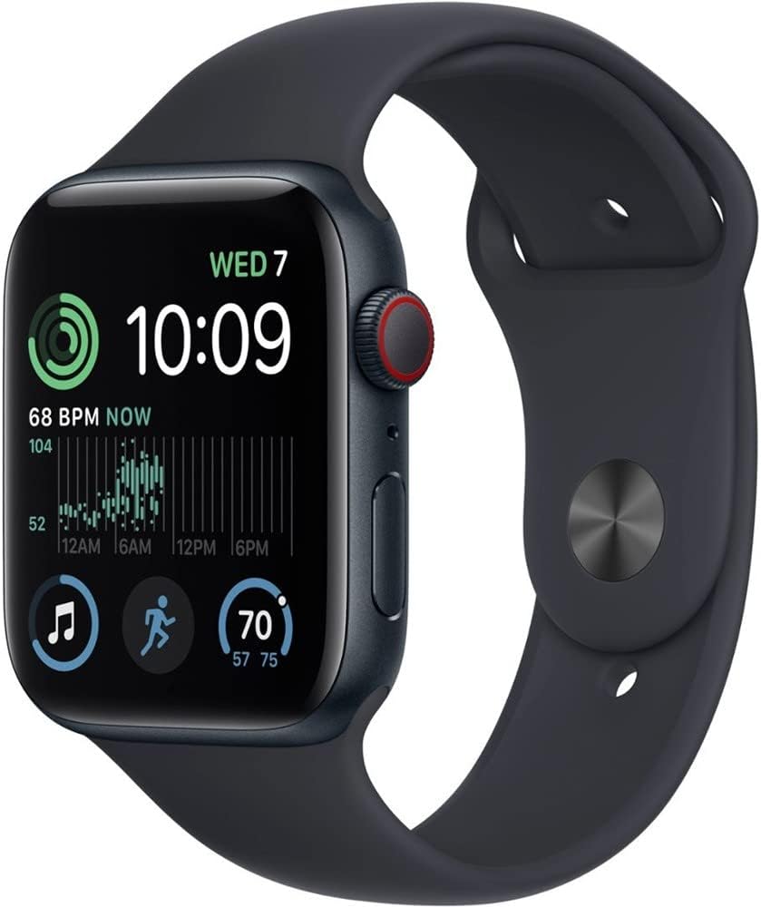 Apple Watch SE (2nd Gen) (GPS, 44mm) - Midnight Aluminum Case with Midnight Sport Band, S/M (Renewed)