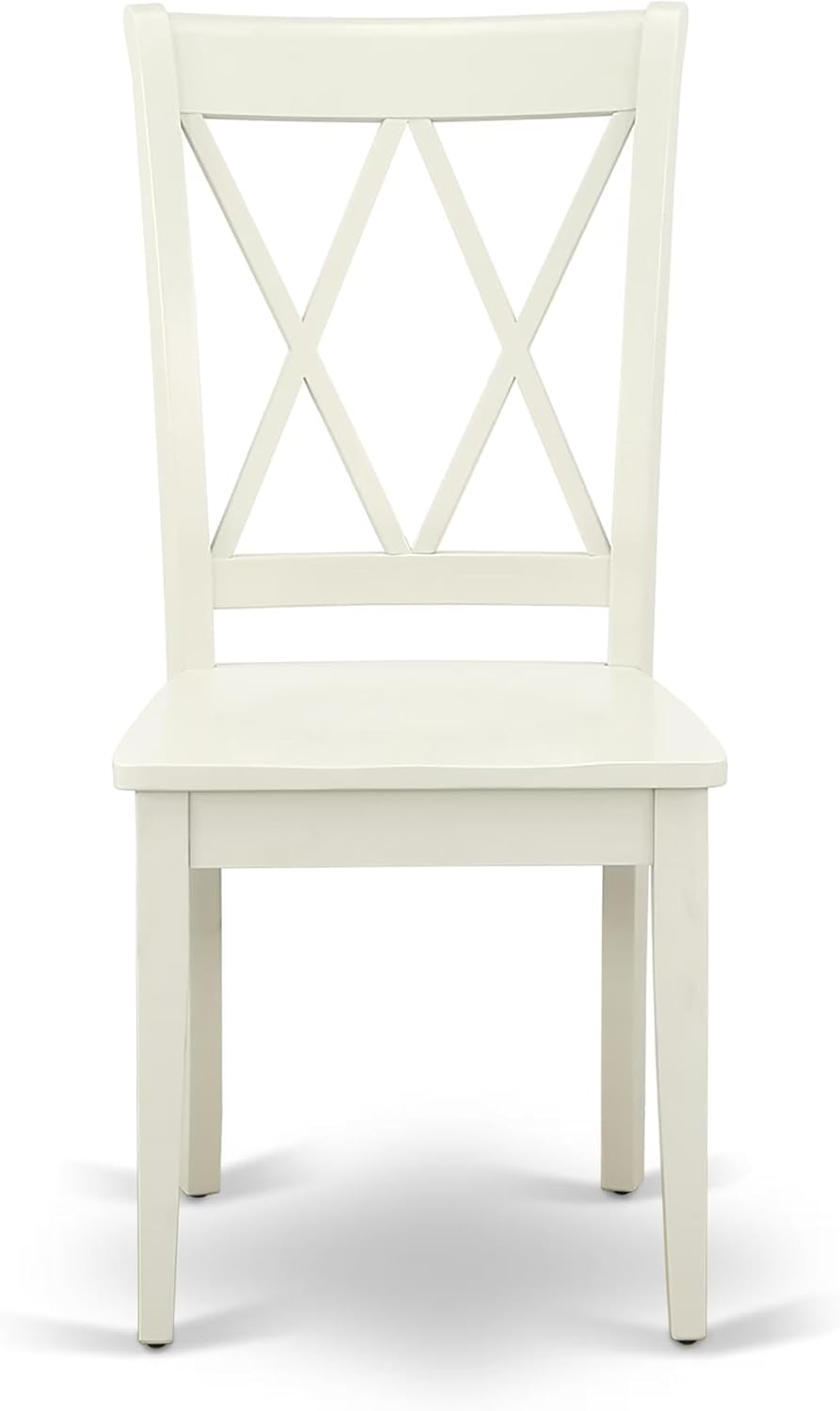 East West Furniture ANCL5-LWH-W 5 Piece Dining Table Set for 4 Includes a Round Kitchen Table with Pedestal and 4 Kitchen Dining Chairs, 36x36 Inch, Linen White