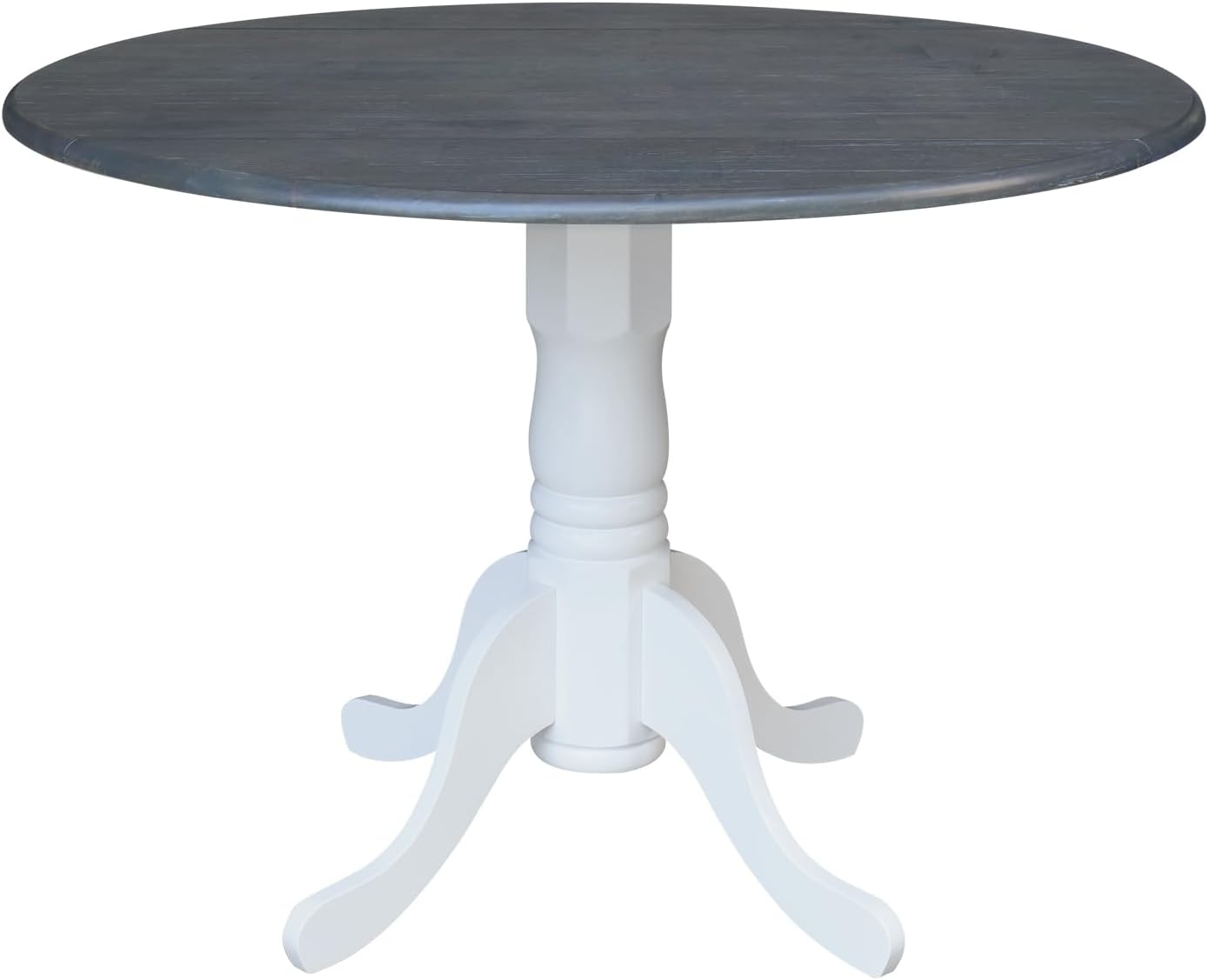 International Concepts Inch Dual 42 Drop Leaf Dining Table, White/Heather Gray