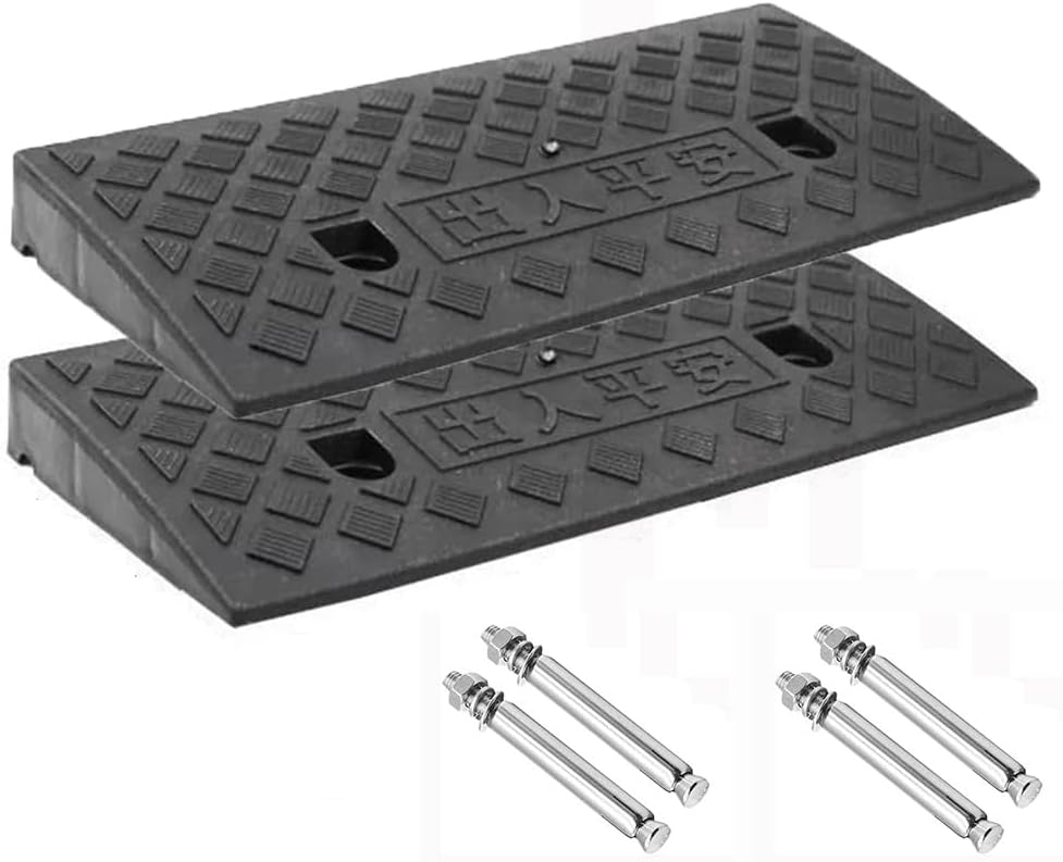 2 PCS Portable Driveway Curb Ramps for Cars Doorways Threshold Ramps 1in 2in 3in 4in 5in 6in 7in Rise Step Ramp for Wheelchairs Bikes Scooter(50 * 38 * 15cm)