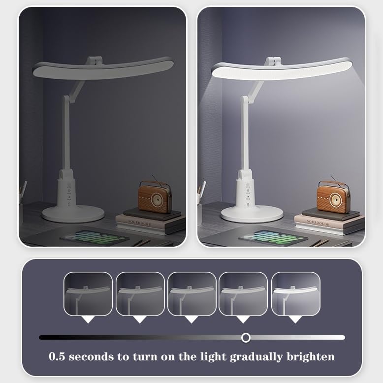 LED Desk Lamp LED Desk Lamp, Touch Control Dimmable Desk Lamp, 3 Color Modes 4 Brightness Levels, Eye Protection Table Lamp with USB Charging Port, 45min Auto-timer Desk Lamp(6000mA)