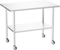 Atelicf All-Stainless Steel Prep Table, 30 X 48 Inch, with Casters and Adjustable Undershelf, Heavy-Duty Build for Outdoor Use,Restaurants,Hotels,Workshops,Kitchens,Gardens, and Garages