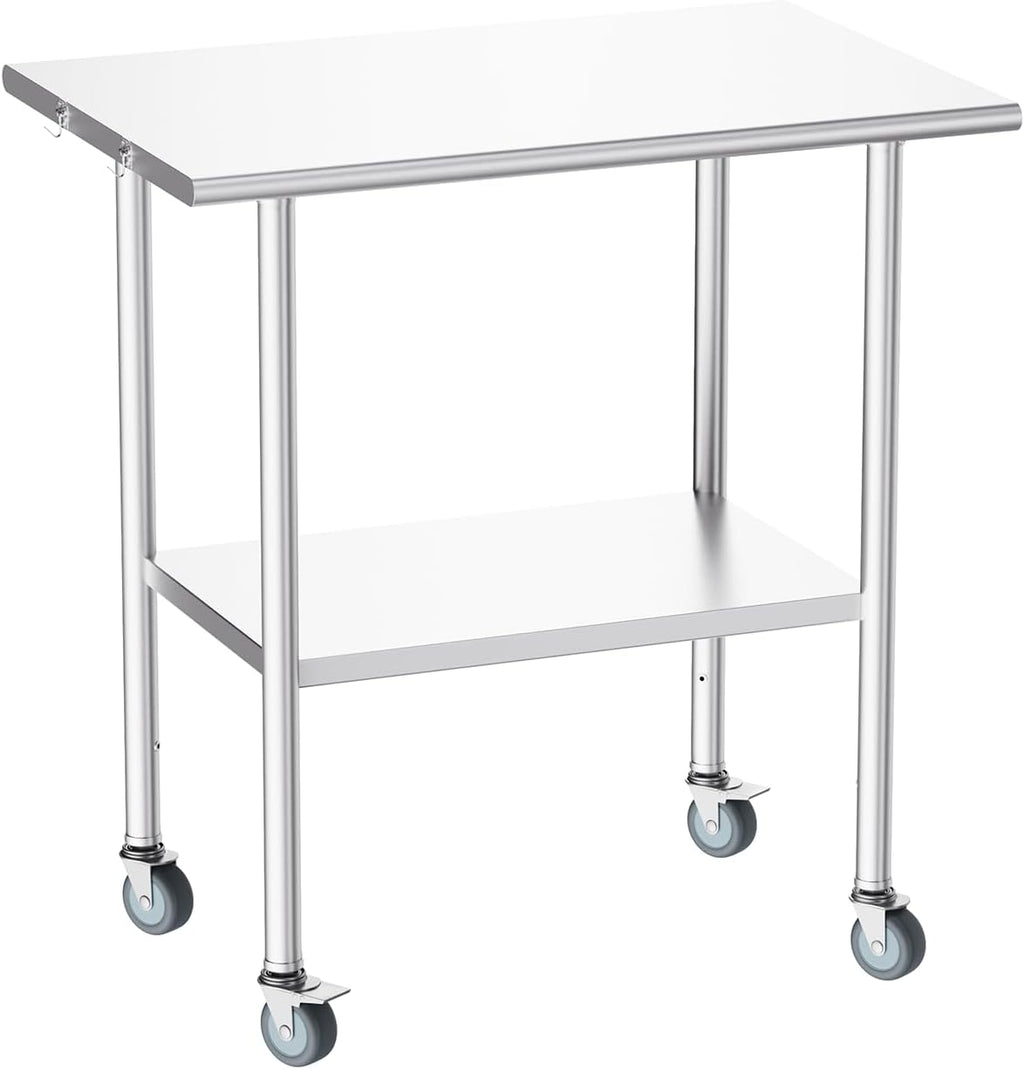 Atelicf All-Stainless Steel Prep Table, 24 X 36 Inch, with Casters and Adjustable Undershelf, Heavy-Duty Build for Outdoor Use,Restaurants,Hotels,Workshops,Kitchens,Gardens, and Garages