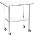 Atelicf All-Stainless Steel Prep Table, 24 X 36 Inch, with Casters and Adjustable Undershelf, Heavy-Duty Build for Outdoor Use,Restaurants,Hotels,Workshops,Kitchens,Gardens, and Garages