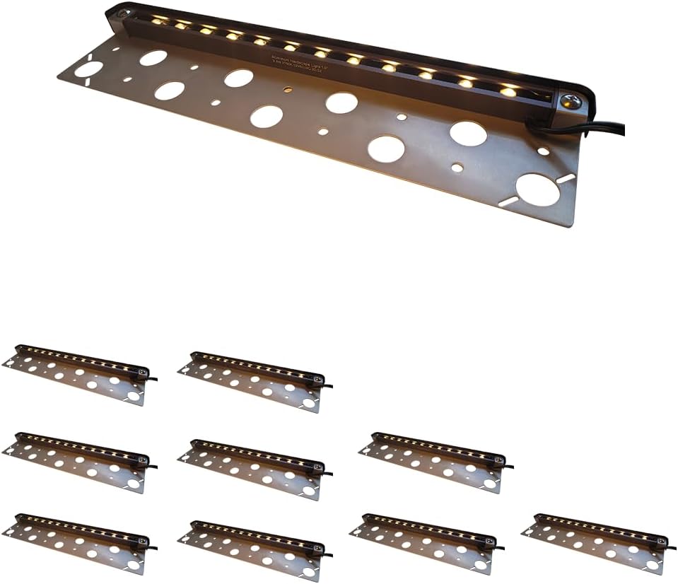 COLOER 13 Inch Aluminum LED Hardscape Lighting, Step Lights Outdoor, 12V AC/DC, 2.5W Walkway Light with Wired, IP65 Waterproof Landscape Lights, 2700K Warm White(10-Pack, 201A)