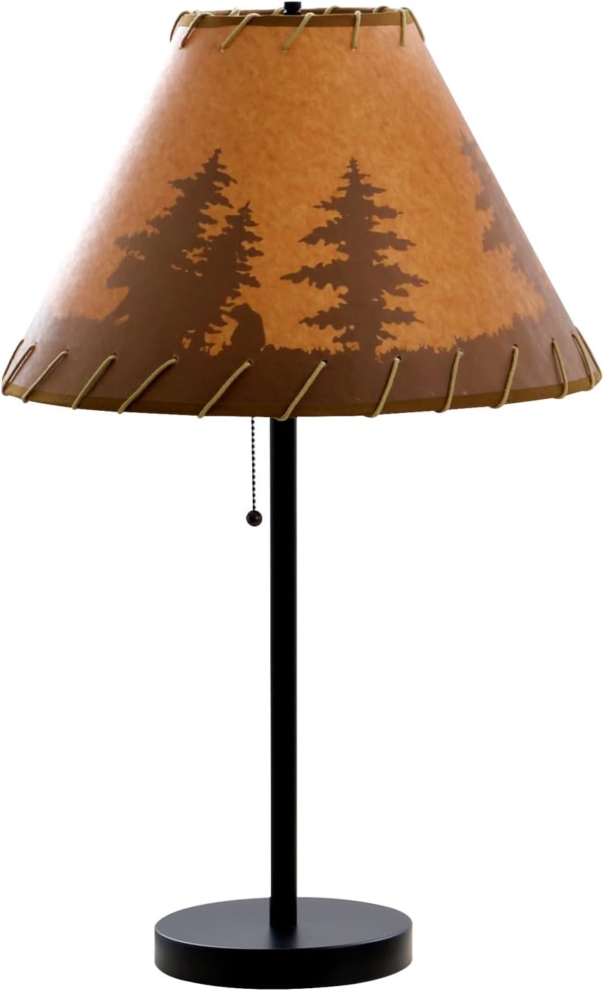 Catalina Lighting 19908-000 Rustic Cabin Lodge 3-Piece Table & Floor Lamp Set, LED Bulb NOT Included, 58', Forest Print,Set of 3