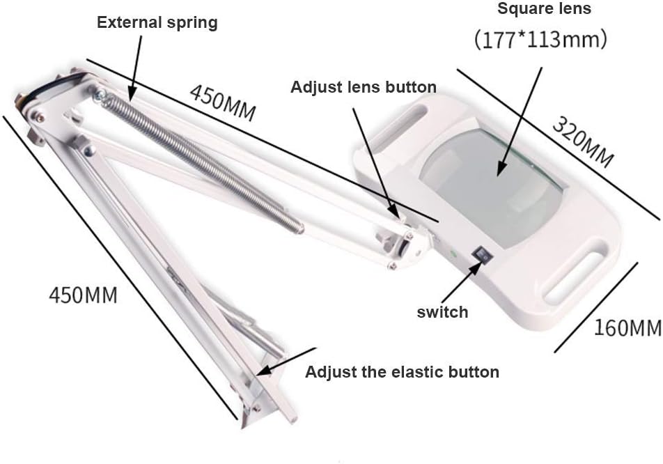 Magnifier Led Magnifying Lamp with Clamp with Adjustable Swivel Arm Light 10X Magnifier Vertical Desk Magnifying Lamp Light Beauty Adjustable Beauty Stand