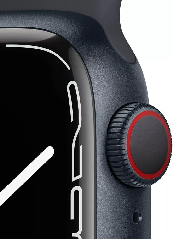 Apple Watch Series 7 (GPS + Cellular, 45MM) Space Black Titanium Case with Black Sport Band (Renewed)