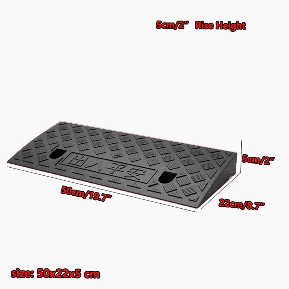 Rubber Curb Ramps, Non-Slip Doorway Threshold Ramp for Wheelchair Ramp(Black,H 5cm/2')