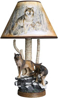 Meefad Wolf Table Lamp, Rustic Bedside Lamp with Resin Base, Retro Night Light, Accent Lamp for Bedroom Reading Nightstand