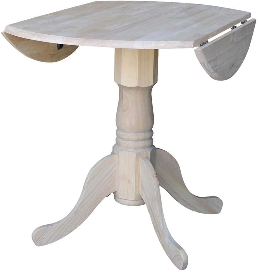 International Concepts 36-Inch Dual Drop Leaf Table, Solid Parawood, Unfinished