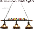 Pool Table Lighting Fixtures Ceiling Lamp for Game Room Beer Party 7' - 8 ' Table,Black Metal Ball Design Billiard Pendant Lamp with 3 Glass Shades (3 Heads Glass Shades)