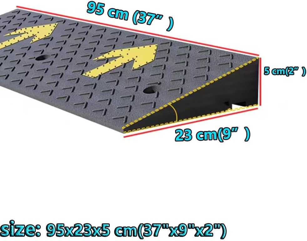 Curb ramp,Driveway ramp, Heavy Duty Automotive Ramp, 2' 4' 6' Rise Threshold for Doorway Garage Sidewalk(95x23x5 cm(37'x9'x2'))