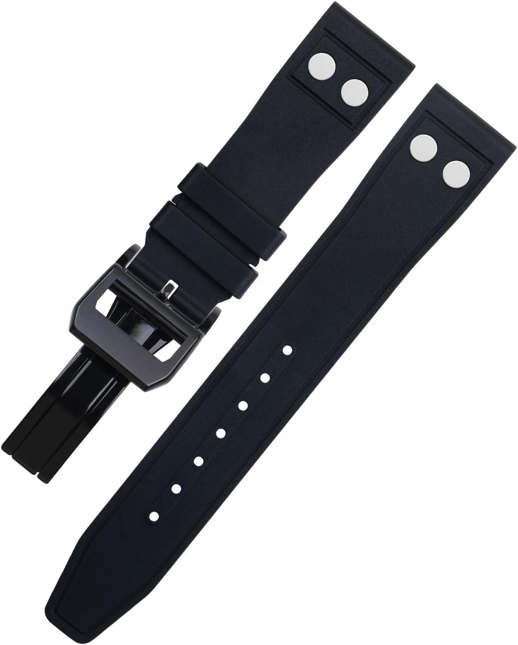 20mm Nature Fluororubber FKM Rubber With Rivet Watchband For IWC Big Pilot Mark Portugieser TOP GUN Soft Wristband
