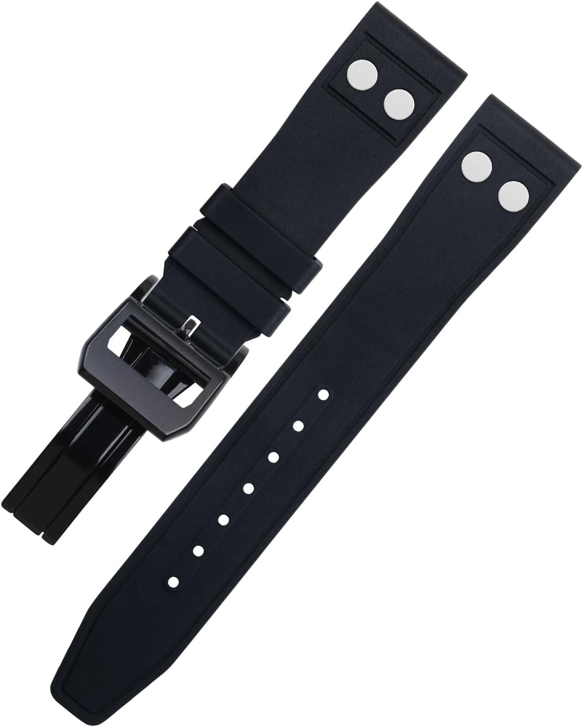 20mm Nature Fluororubber FKM Rubber With Rivet Watchband For IWC Big Pilot Mark Portugieser TOP GUN Soft Wristband