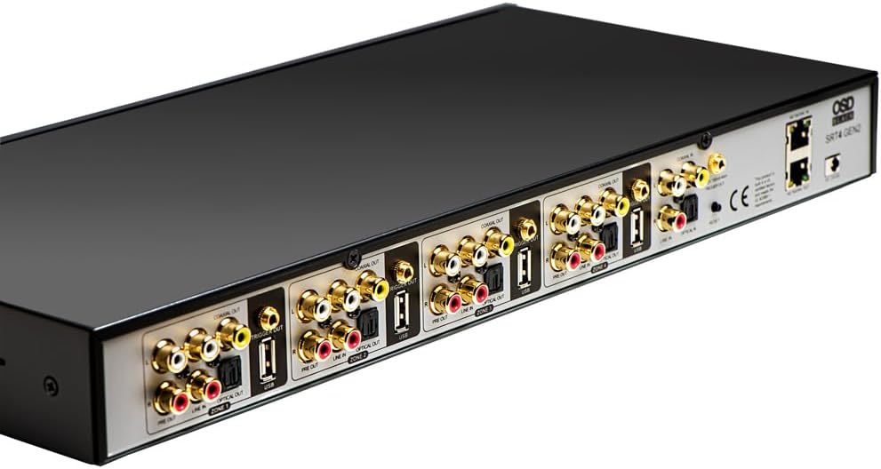 OSD Audio SRT4 GEN2 App Control 4 Zone Media Streamer, iOS or Android App, Airplay Compatible, 12V Trigger