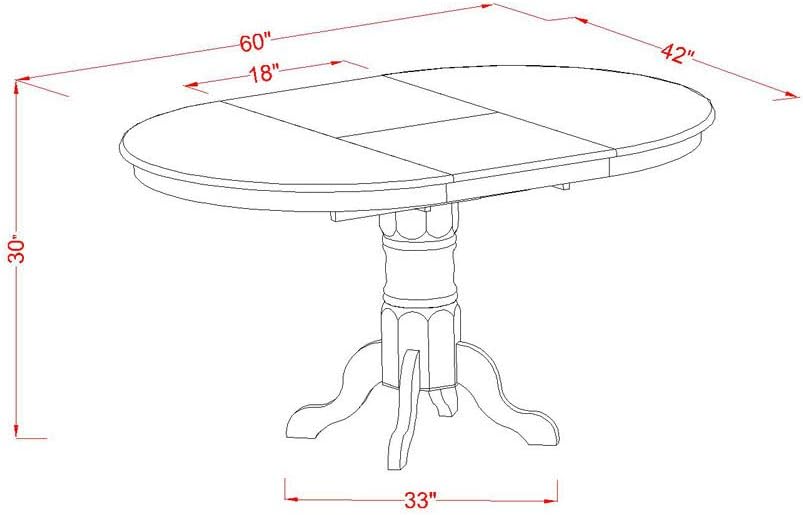 East West Furniture AVT-OAK-TP Avon Modern Kitchen Table - an Oval Dining Table Top with Butterfly Leaf & Pedestal Base, 42x60 Inch, Oak