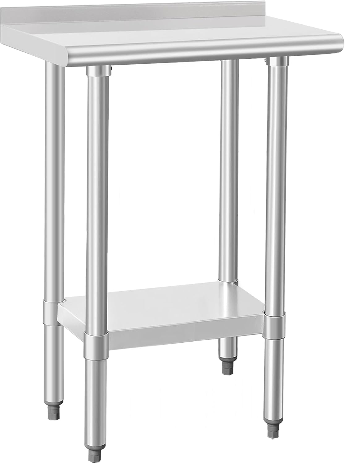 HARDURA Stainless Steel Commercial Work Table Prep Work Metal Table 14×24 Inches with Undershelf and 2' Backsplash Heavy Duty NSF 430 for Kitchen Food Prep