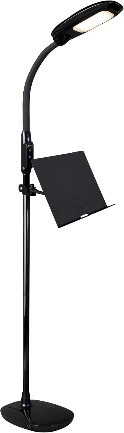 OttLite LED Floor Lamp with USB Charging Port & Tablet Stand - ClearSun LED Technology - 4 Brightness Settings & 3 Color Temperature Modes - Touch Activated Controls, for Home, Reading & Dorms
