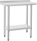 HARDURA Stainless Steel Commercial Work Table Prep Work Metal Table 14×30 Inches with Undershelf and 2' Backsplash Heavy Duty NSF 430 for Kitchen Food Prep