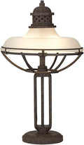 Franklin Iron Works Rustic Farmhouse Industrial Vintage Style Table Lamp Open Cage 26.5' High Rust Bronze Brown Half Dome Glass Shade Decor for Living Room Bedroom House Bedside Nightstand Home