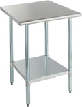 ROCKPOINT Stainless Steel Table for Prep & Work 30x30 Inches, NSF Metal Commercial Kitchen Heavy Duty Table with Adjustable Under Shelf and Table Foot for Restaurant, Home and Hotel
