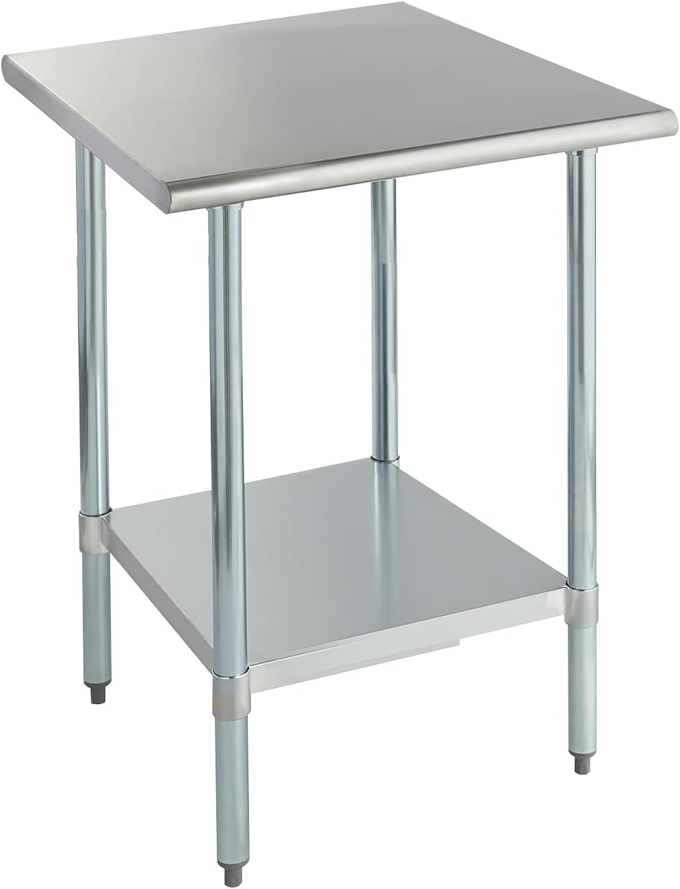 ROCKPOINT Stainless Steel Table for Prep & Work 30x30 Inches, NSF Metal Commercial Kitchen Heavy Duty Table with Adjustable Under Shelf and Table Foot for Restaurant, Home and Hotel