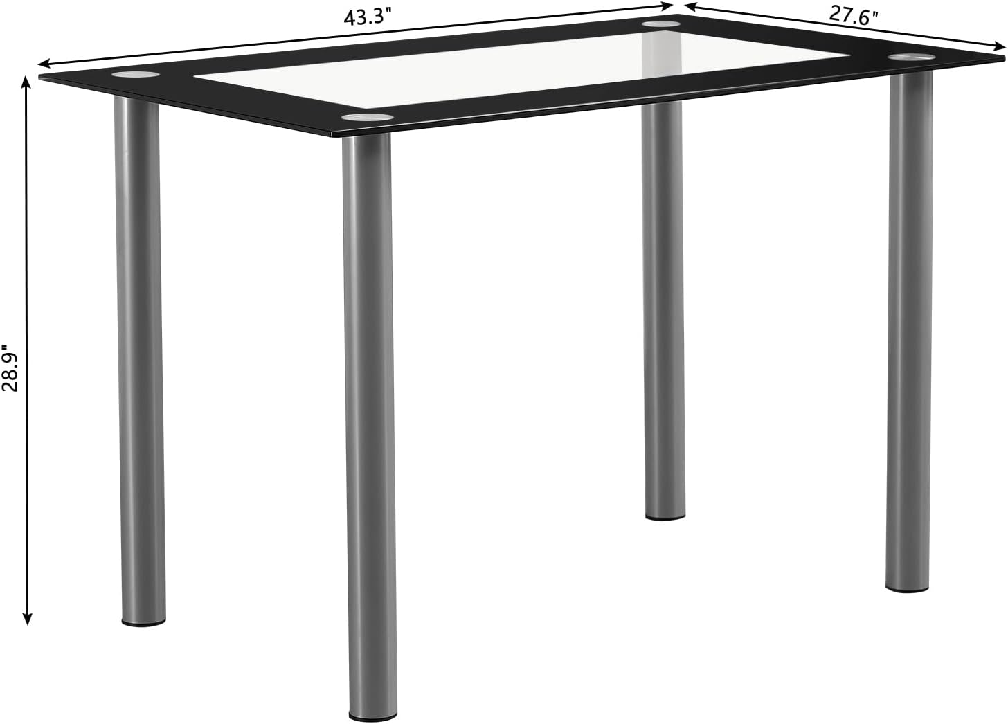 Karl home 5-Piece Dining Table Set with 1 Glass Dining Table and 4 PVC Chairs, Modern Dining Table Set for Kitchen & Breakfast Dining Living Room, Space Saving, Black