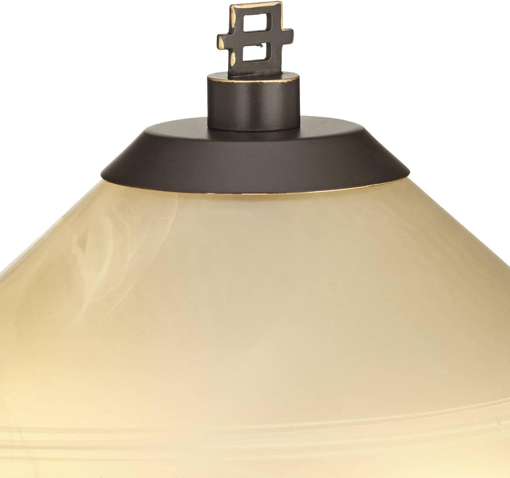 Franklin Iron Works Metro Collection 23 1/2' High Planes 'n' Posts Small Farmhouse Rustic Modern Accent Table Lamps Set of 2 Pull Chain Metal Amber Art Glass Shade Living Room Bedroom Bedside