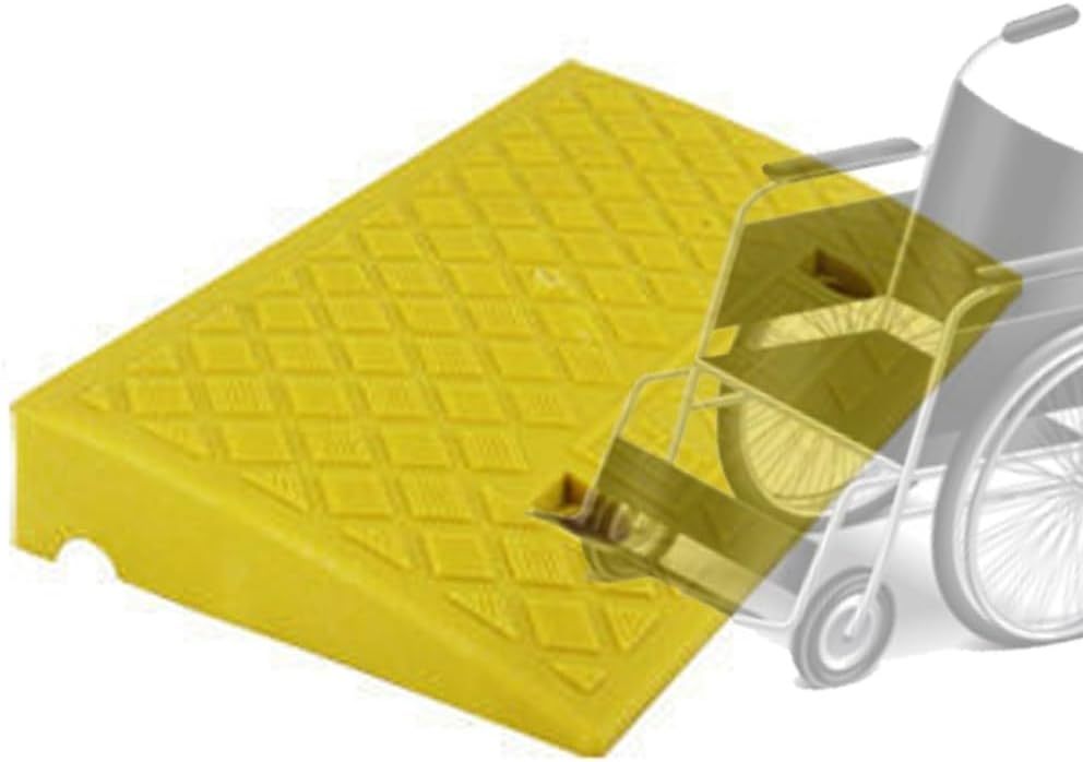 Threshold Ramp for Wheelchair Scooters Steps Portable Plastic Ramp for Driveway Garage Entry and Doorways Non Slip Surface Yellow 4in/10cm