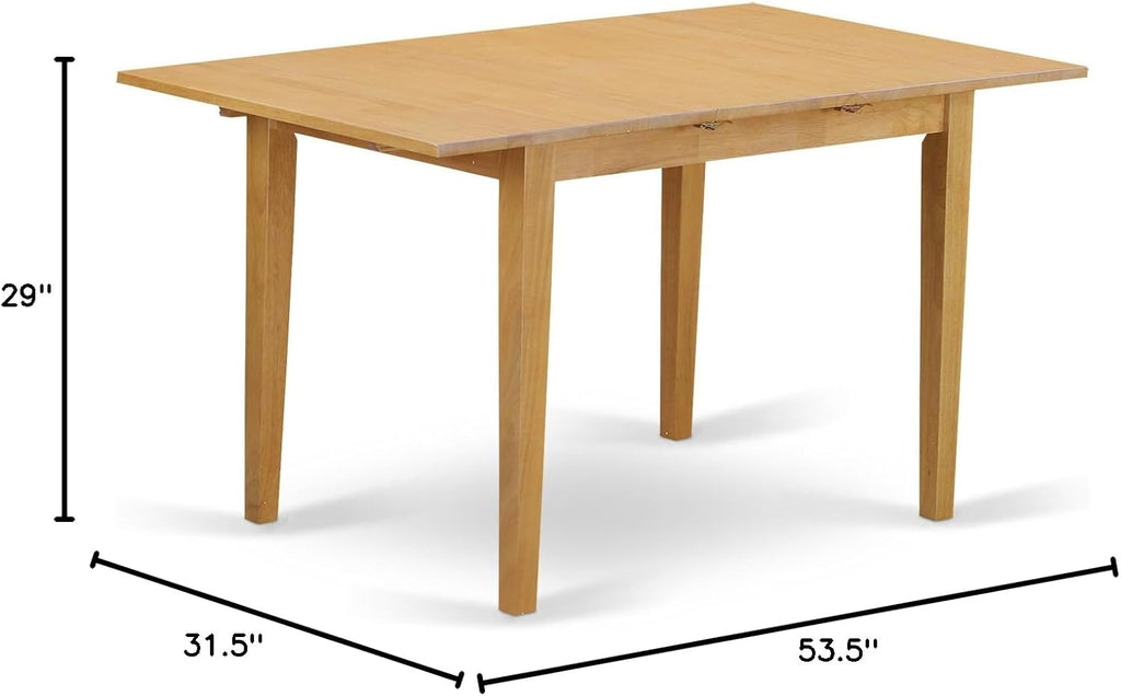 East West Furniture ANFT-OAK-T Norfolk Kitchen Table - a Rectangle Dining Table Top with Butterfly Leaf, 32x54 Inch, OAK