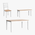 Signature Design by Ashley Gesthaven Casual Modern Dining Room Table Set with 4 Chairs and Bench, Set of 6, Mango Wood, 30.25' Table Height, White & Light Brown