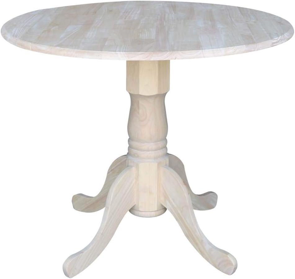 International Concepts 36-Inch Dual Drop Leaf Table, Solid Parawood, Unfinished