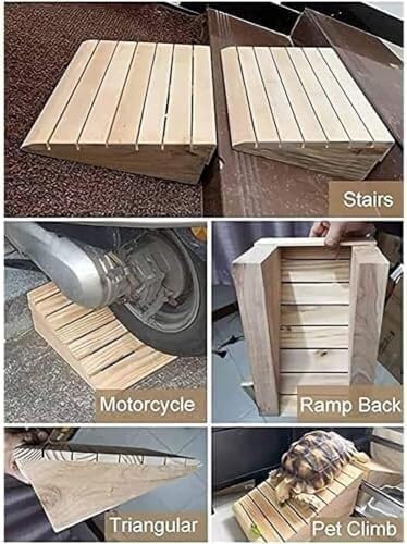 Rubber Ramps Wooden Threshold ramp, Suitable for doorways, wheelchairs, entrances, Outdoor Steps(33.8 * 35 * 15cm)