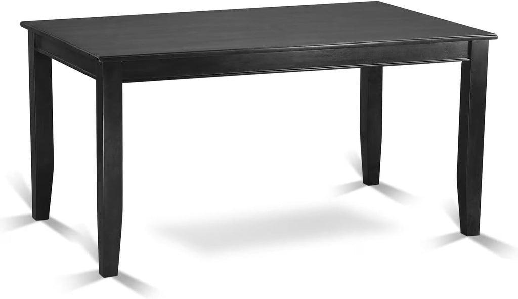 East West Furniture DUNO7-BLK-W 7 Piece Kitchen Table Set Consist of a Rectangle Dining Table and 6 Dining Chairs, 36x60 Inch, Black