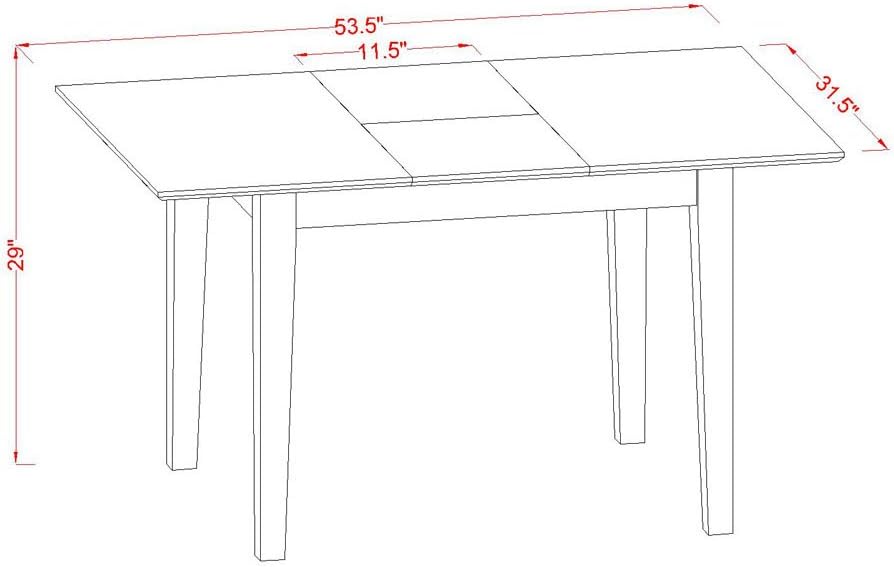 East West Furniture NFT-MAH-T Norfolk Dining Room Table - a Rectangle kitchen Table Top with Butterfly Leaf, 32x54 Inch, Mahogany
