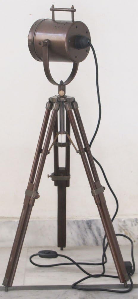 THOR INSTRUMENTS Nautical Antique Look Searchlight with Tripod Stand Collectable Spot Light Studio Table Lamp Rustic Vintage Home Decor Gifts