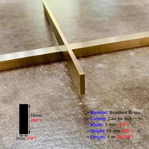 Brushed Brass Floor Transition Strip for Doorways - Solid Metal Edge Gap Bar for Tile/Wood, Rectangle Seam Ramp, Durable & Stylish Transition Solution