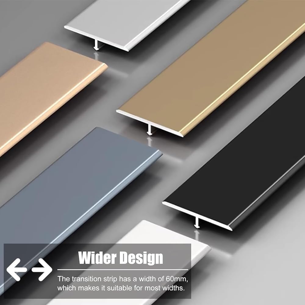 T Molding Floor Divider Strip, Aluminum Floor Transition Strips, 2in Wide Transition Cover Strip Carpet to Tile, Doorway Threshold for Joining Floor Gaps(Color:Silver)