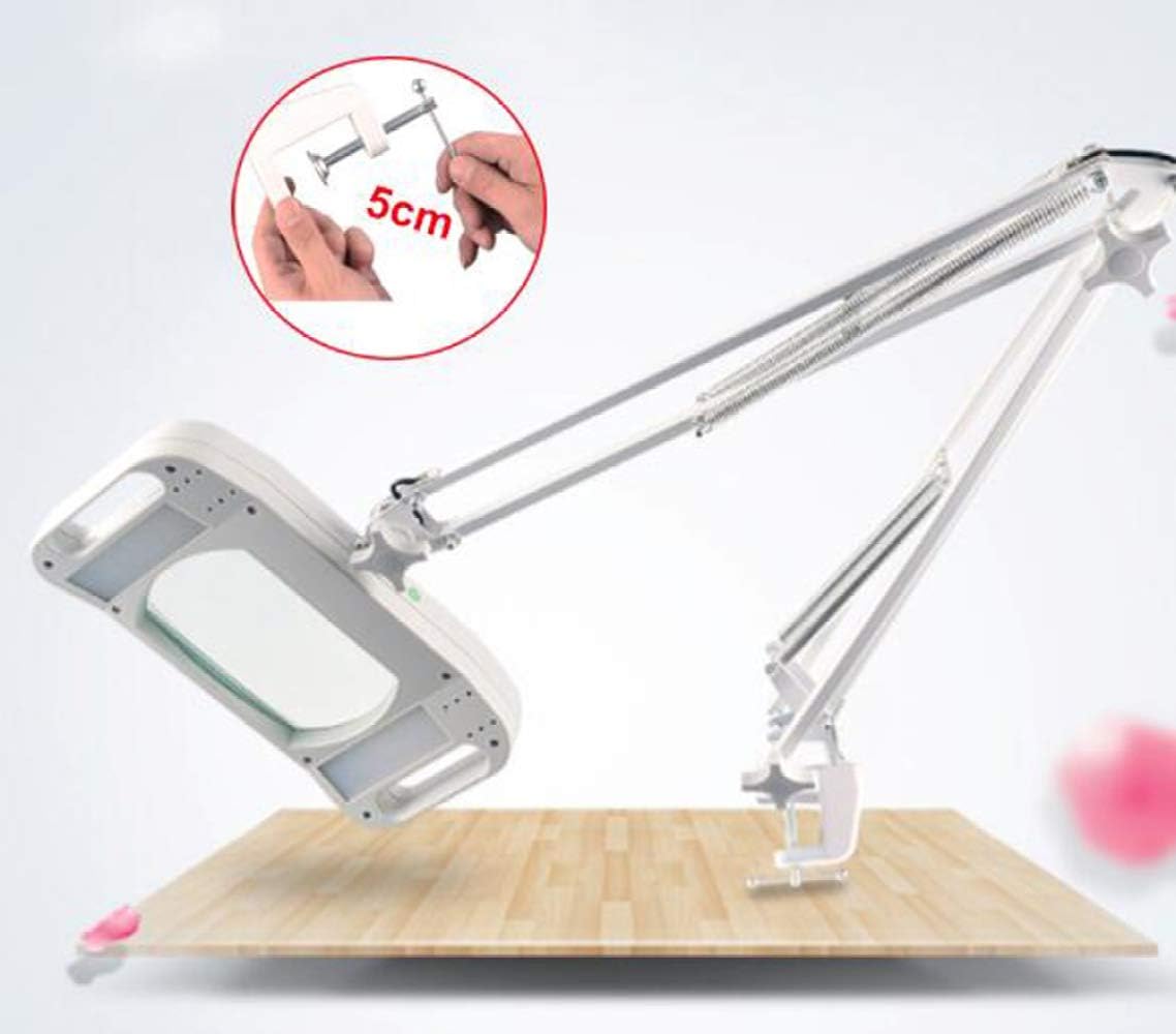 Led Magnifying Lamp with Clamp, with Adjustable Swivel Arm Light, 10X Magnifier Vertical Desk Magnifying Lamp Light Beauty Adjustable Beauty Stand Salon Tattoo Nail Ski