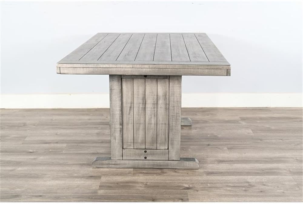 Pemberly Row 4-Pieces Dining Set Wood, Rectangular in Alpine Gray (36' H x 75' W x 56' D) for Kitchen, Dining Room with Table, Reversable Benches, and Storage Space
