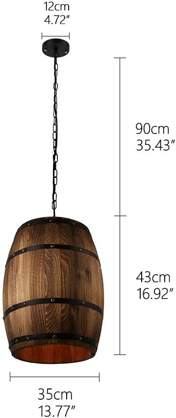 Antique Wood Wine Barrel Pendant Lamp Hanging Rustic Unique Kitchen Bar Ceiling Lamp Light Fixtures (M)
