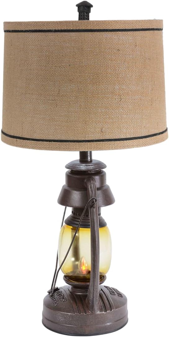 BLACK FOREST DECOR Vintage Lantern Table Lamp - Rustic Cabin Decor for Living Room, Nightstand, Desk - 25.5' x 13'