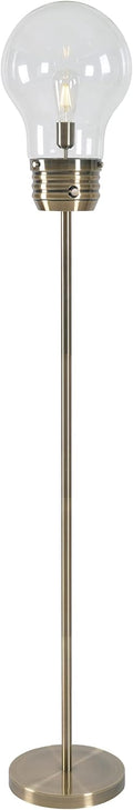Kenroy Home 32463AB Edison Floor Lamp with Antique Brass Finish, Rustic Style, 71.5' Height, 11.438' Width, 11.438' Depth , Medium