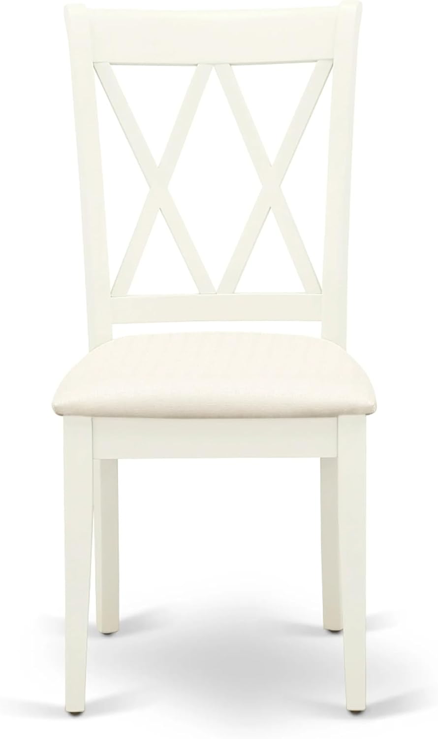 East West Furniture ANCL5-LWH-C 5 Piece Dining Room Table Set Includes a Round Wooden Table with Pedestal and 4 Linen Fabric Kitchen Dining Chairs, 36x36 Inch, Linen White