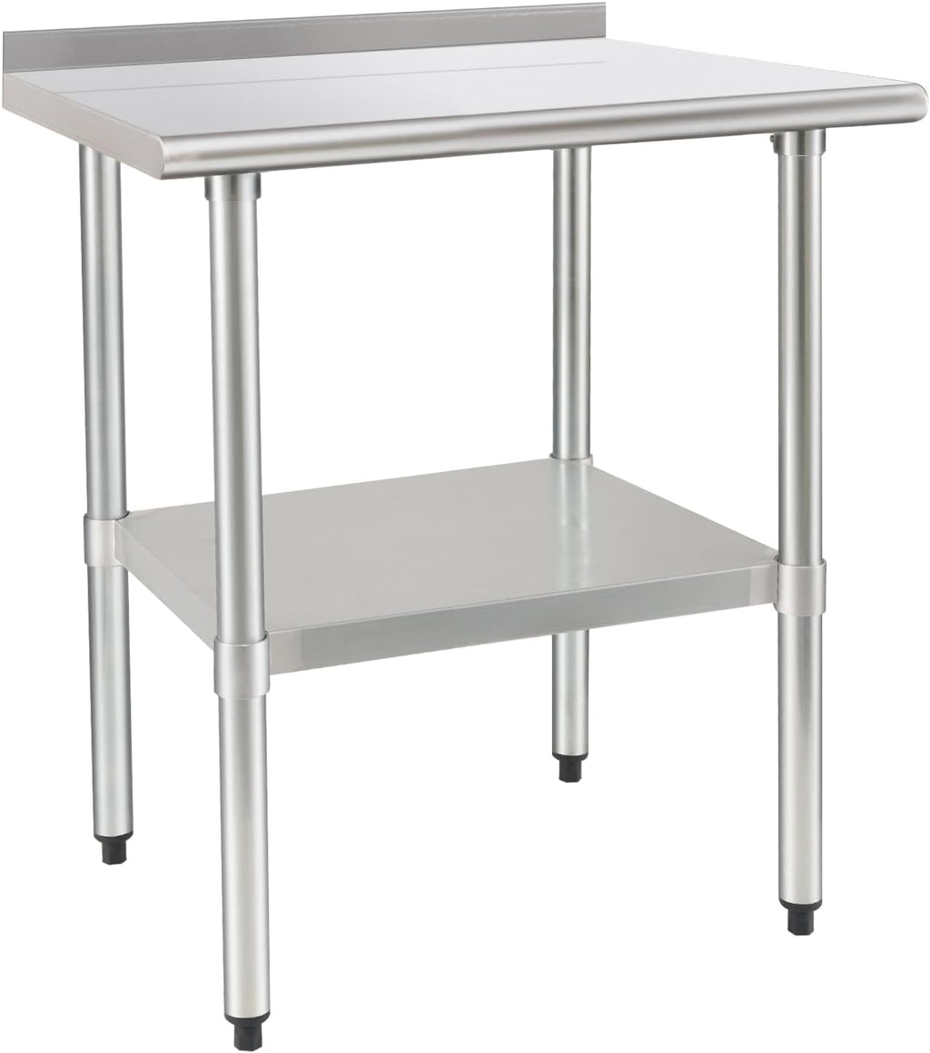 HARDURA Stainless Steel Table Prep Work Table 30 x 36 Inches NSF Heavy Duty Commercial with Undershelf and Backsplash for Food Prep