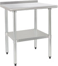 HARDURA Stainless Steel Table Prep Work Table 30 x 36 Inches NSF Heavy Duty Commercial with Undershelf and Backsplash for Food Prep