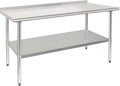 HARDURA Stainless Steel Prep & Work Table 30 x 60 Inches NSF Heavy Duty Commercial with Undershelf and Backsplash, Galvanized Legs for Commercial Food Prep