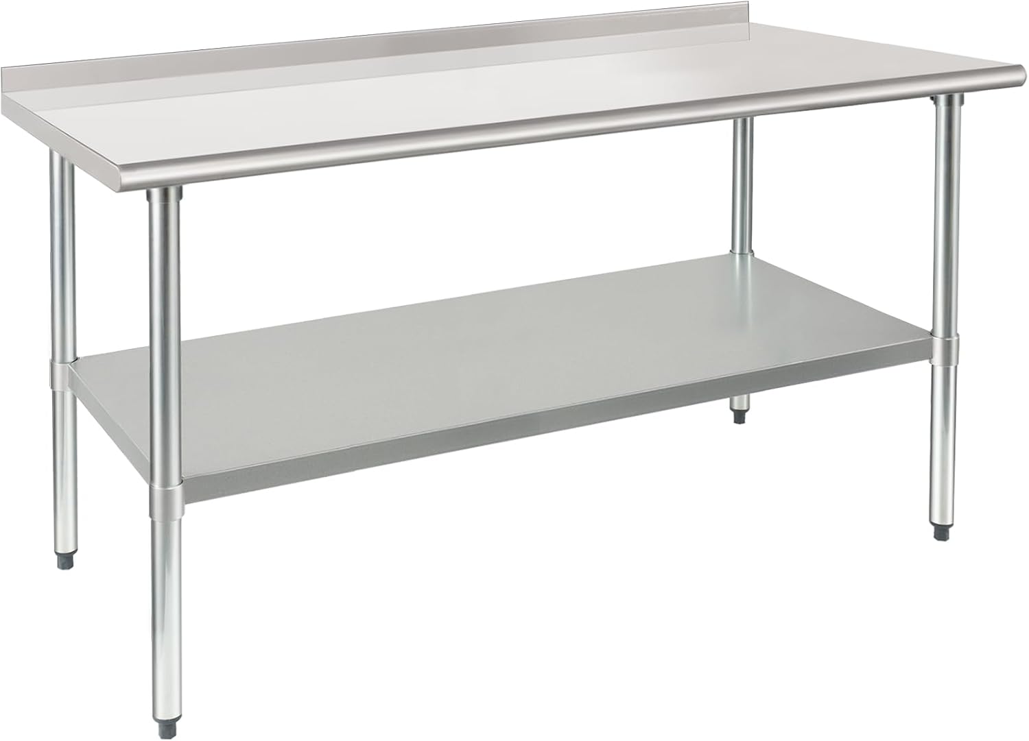 HARDURA Stainless Steel Prep & Work Table 30 x 60 Inches NSF Heavy Duty Commercial with Undershelf and Backsplash, Galvanized Legs for Commercial Food Prep